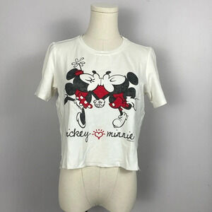 🌸 Disney Vintage Inspired Graphic Crop Top Tee with Mickey & Minnie